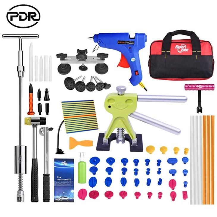 PDR Paintless Dent Repair Tools PDR Dent Removal Herramientas Hot Melt Glue Sticks LED Lamp Reflector Board Hand Tool Set
